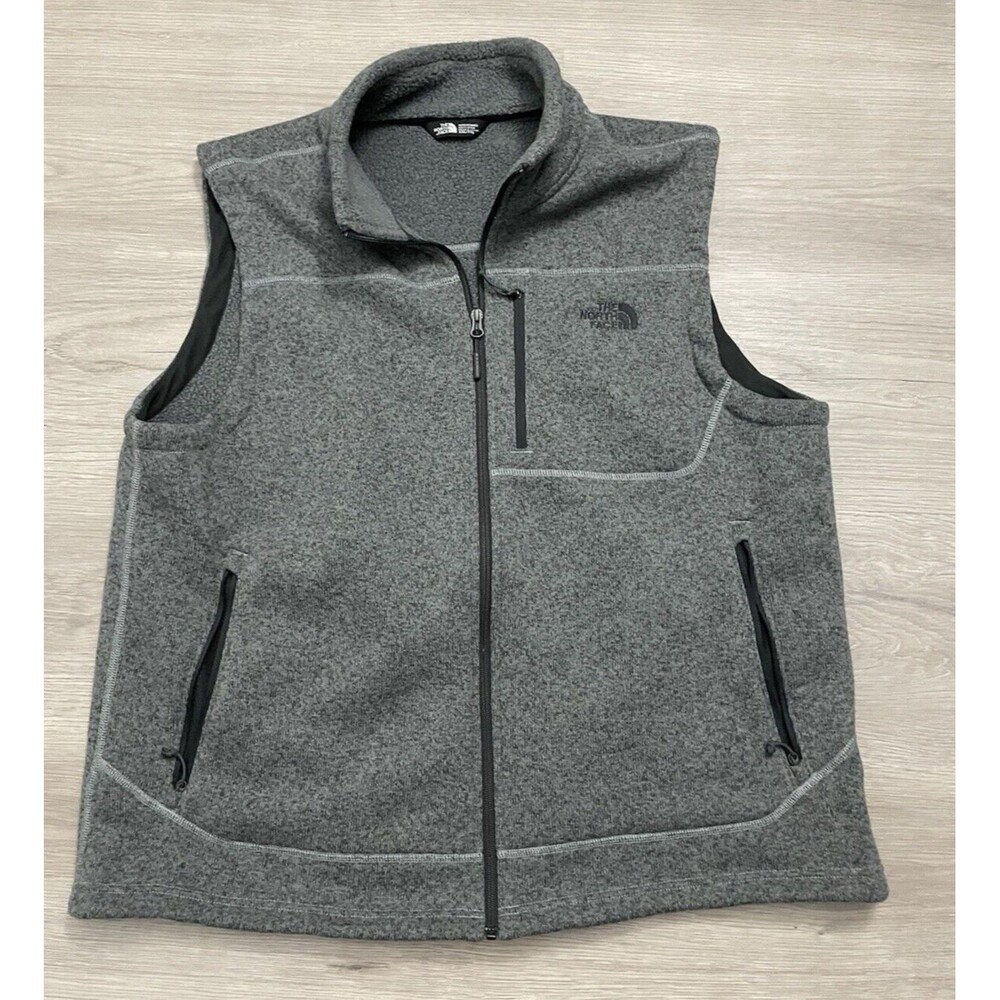 North Face Jacket Mens XXL Gray Vest Fleece Full Zip Up Hiking Windwall Warm